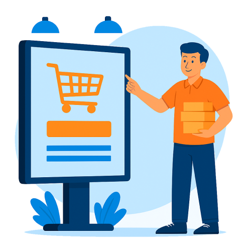 Ilustração varejo ativação de marcas e produtos